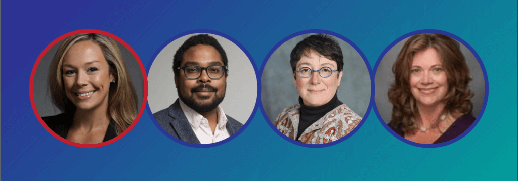 Headshots of Emily O'Brien, Jonathan Jackson, Judith Schlaeger, and Stacy Sterling