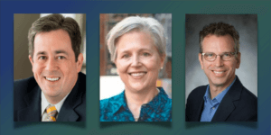 Headshots of Dr. Adrian Hernandez, Dr. Lesley Curtis, and Dr. Kevin Weinfurt