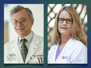 Headshots of Dr. Konstantin Dragnev and Dr. Karen Reckamp