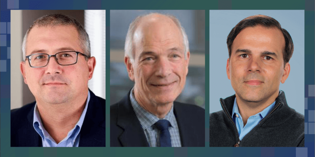 Headshots of Dr. Steven George, Dr. Vincent Mor, and Dr. Angelo Volandes