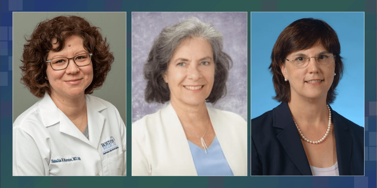 Headshots of Drs. Natalia Morone, Carol Greco, and Kim Faurot