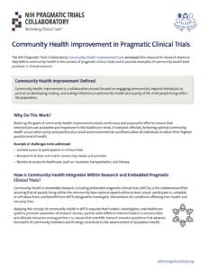 Screenshot of the Community Health Improvement in Pragmatic Clinical Trials guide