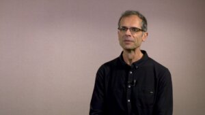 Video still from an interview with Dr. Guilherme del Fiol