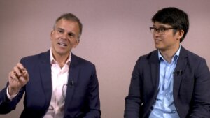 A video still from an interview with Dr. Angelo Volandes and Dr. Sebastian Tong